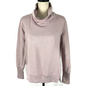Athleta Funnel Sweatshirt Cowl Neck Fleece Pullover Blush Pink Womens Small